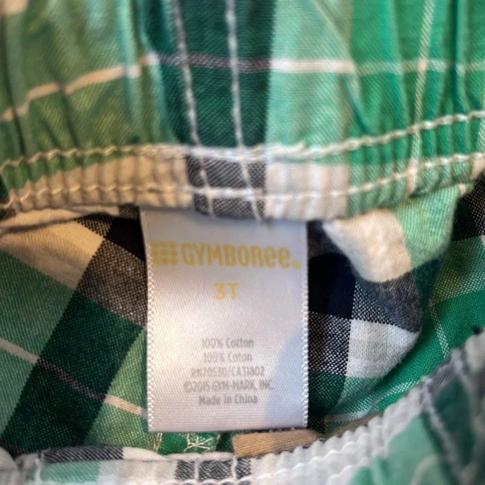 Gymboree Toddler 3T Plaid Kids Shorts in Green and Blue